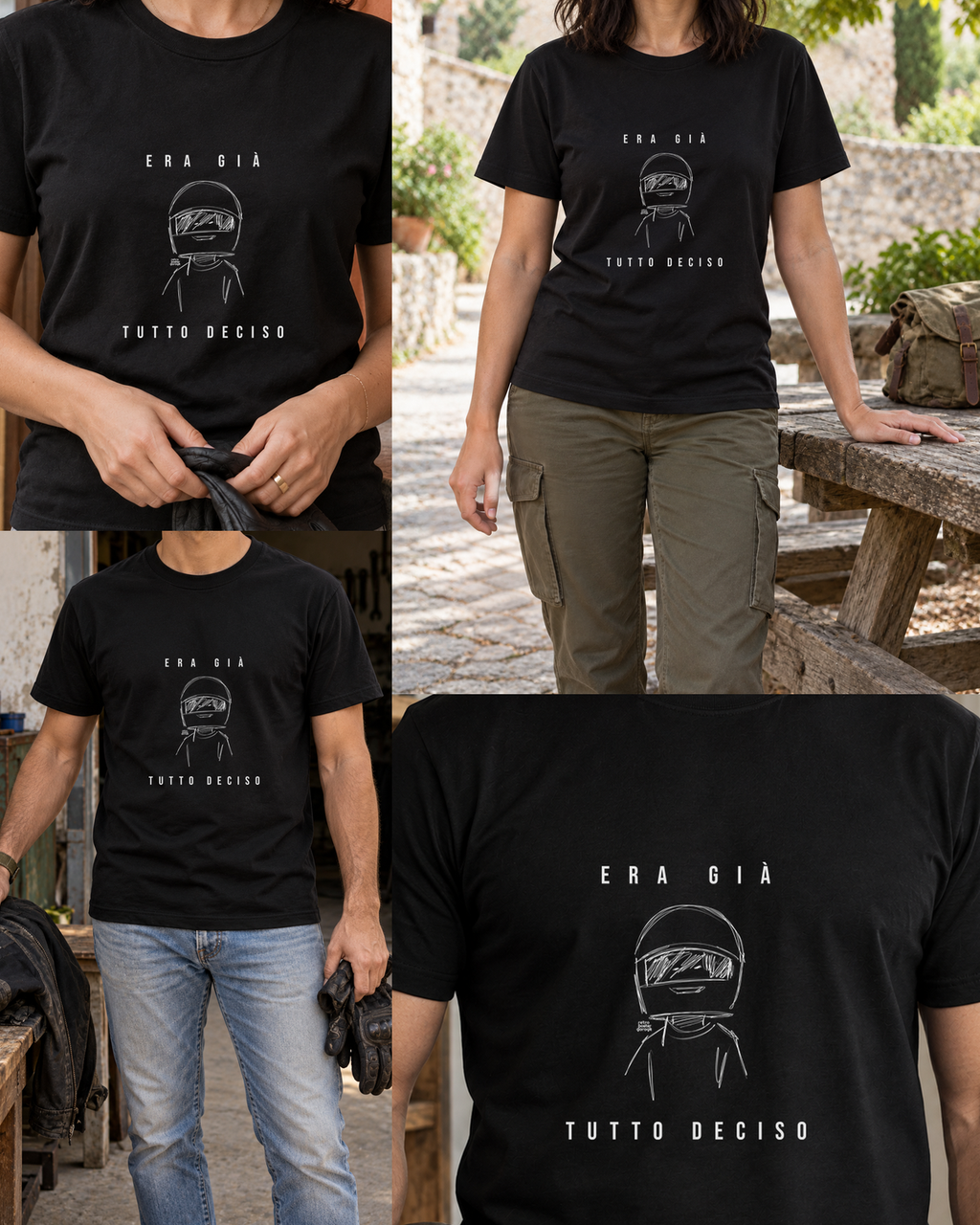 T-shirt nera «Era già tutto deciso» — viste del prodotto — RetroPosterGarage