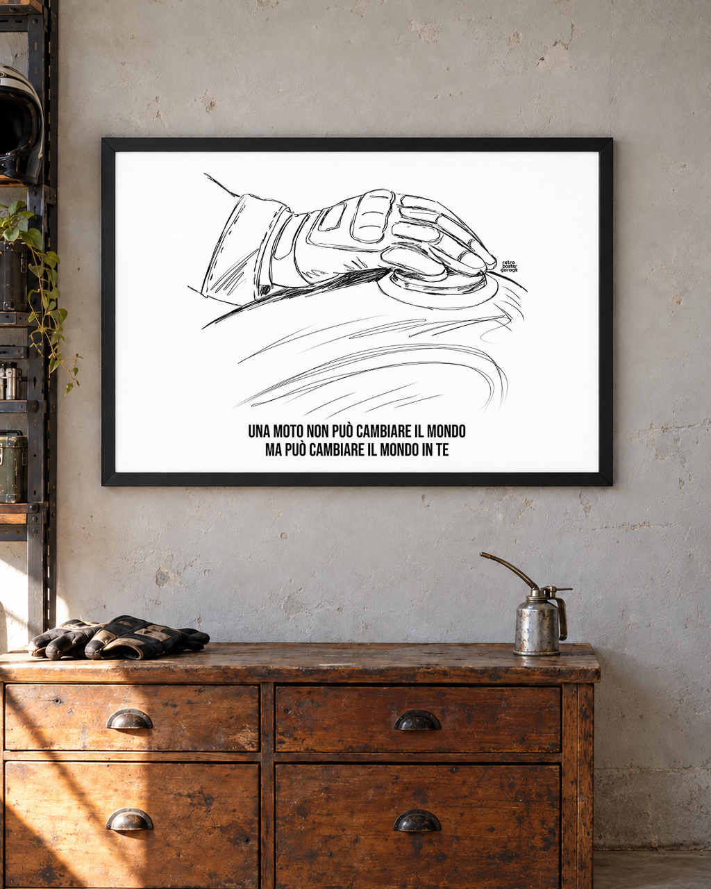 Poster «La moto cambia il tuo mondo» — formato orizzontale — RetroPosterGarage