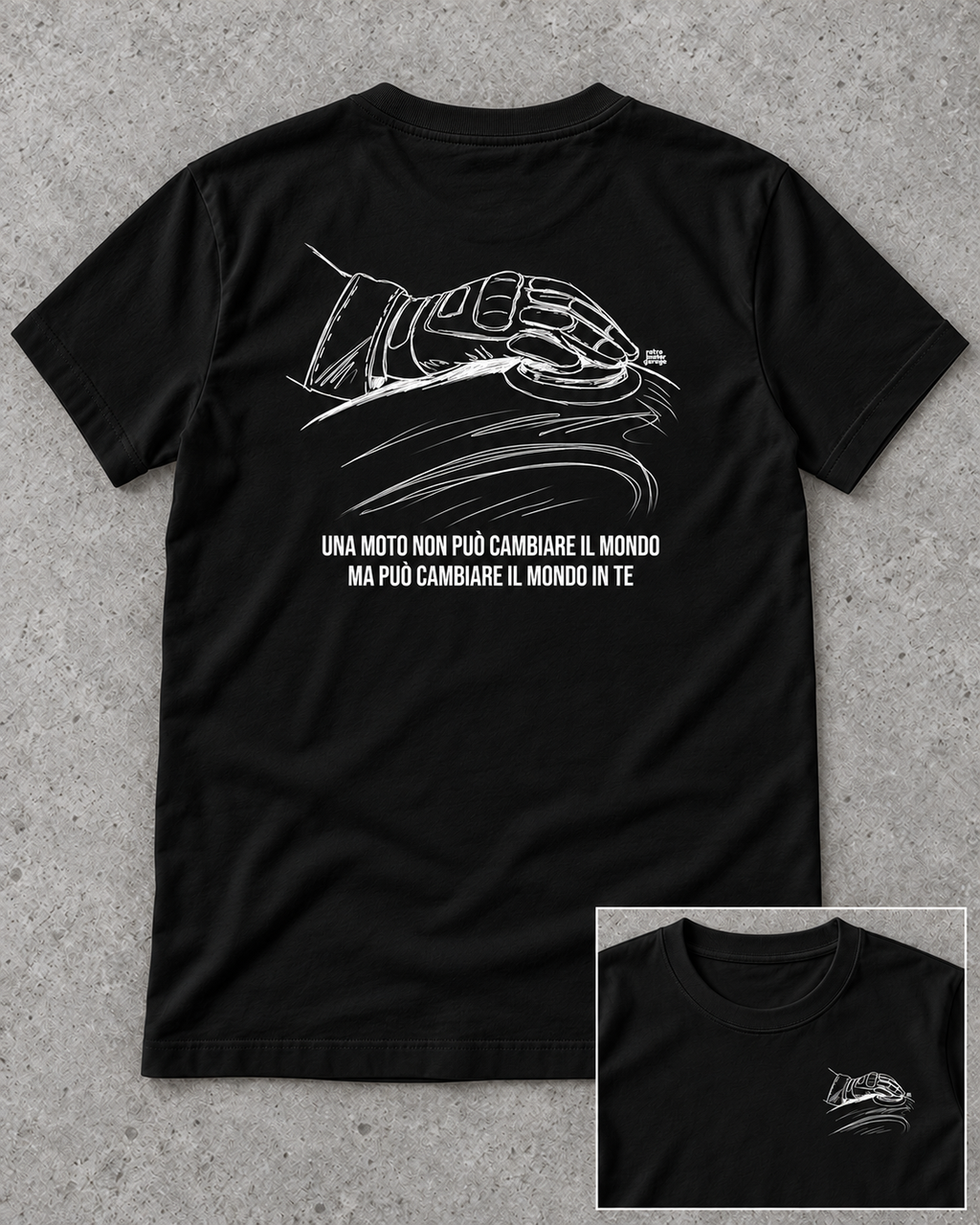 T-shirt nera «La moto cambia il tuo mondo» — RetroPosterGarage