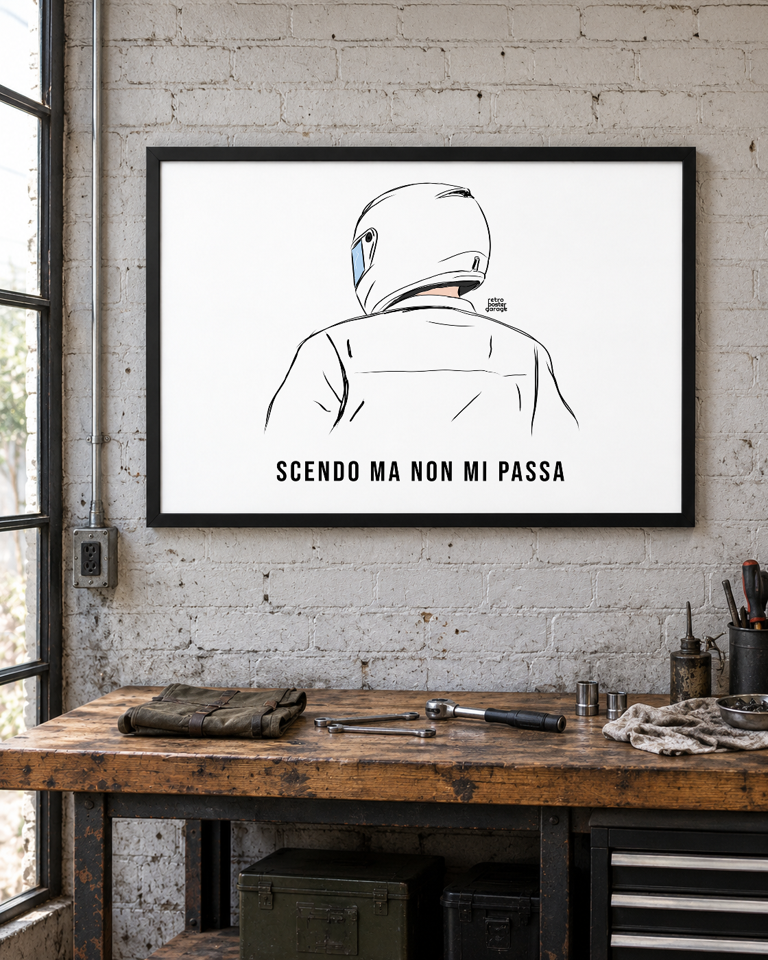 Poster «Scendo ma non mi passa» — formato orizzontale — RetroPosterGarage
