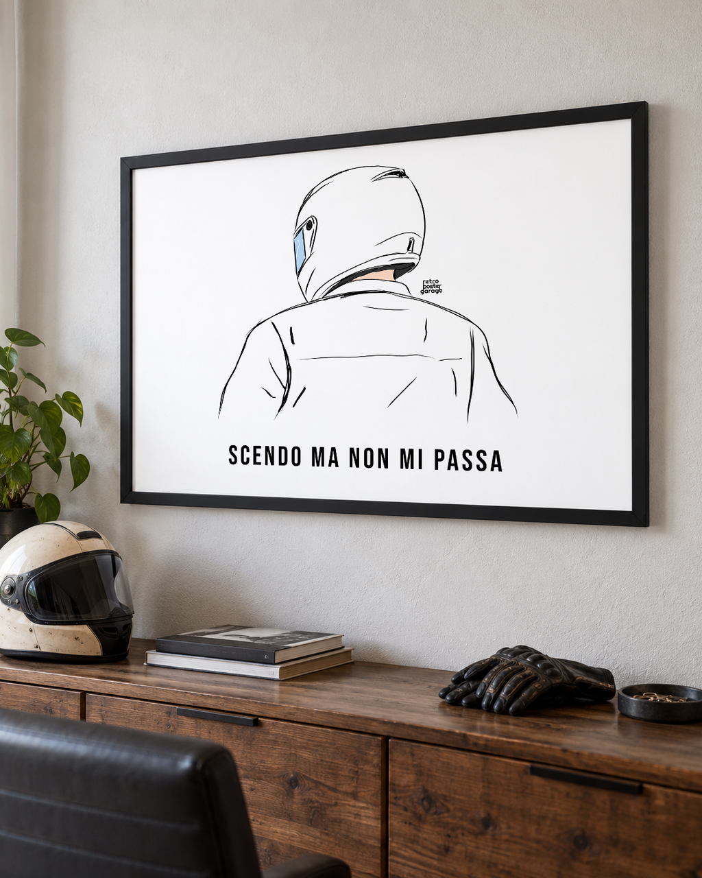 Poster «Scendo ma non mi passa» — formato orizzontale — RetroPosterGarage