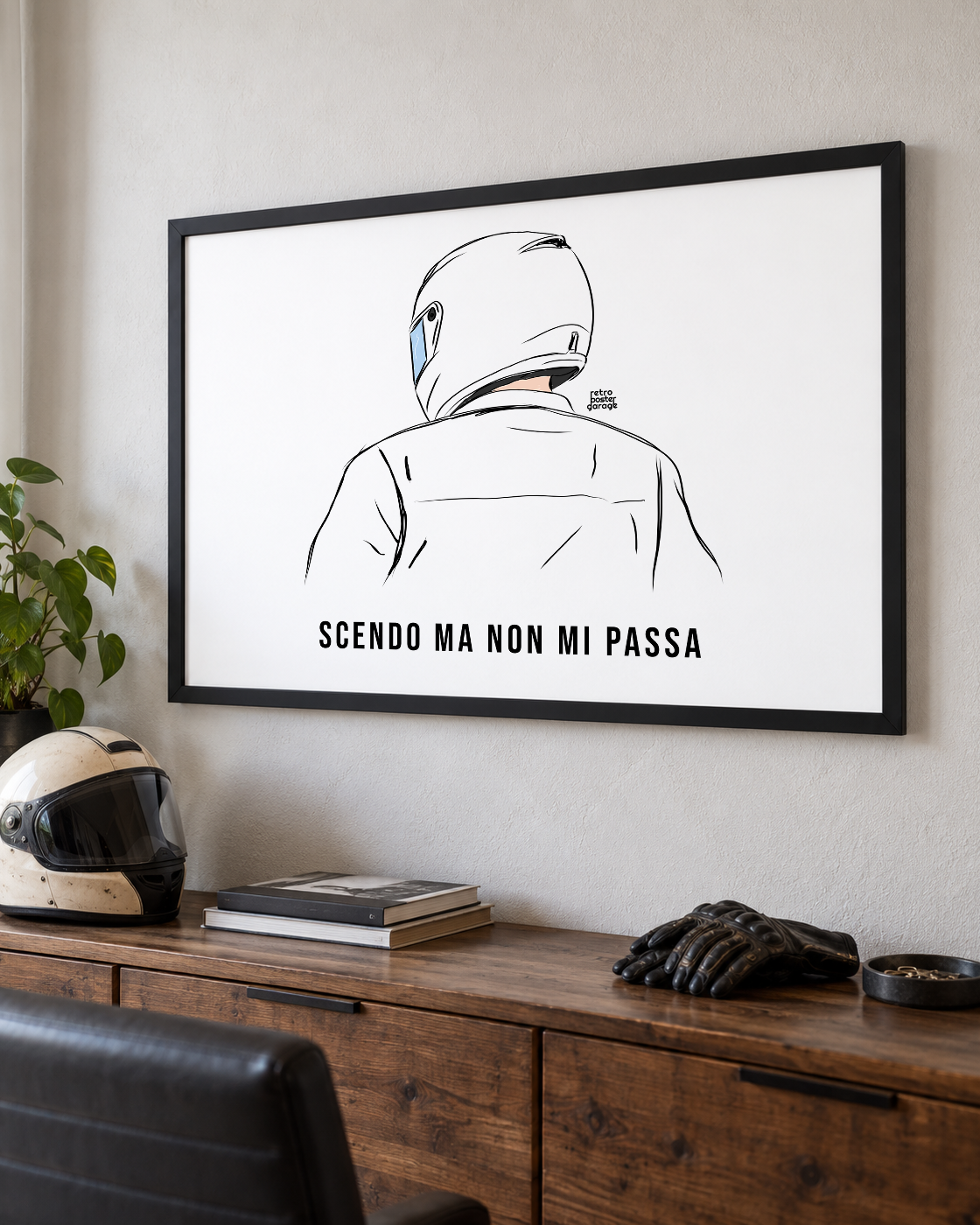 Poster «Scendo ma non mi passa» — formato orizzontale — RetroPosterGarage