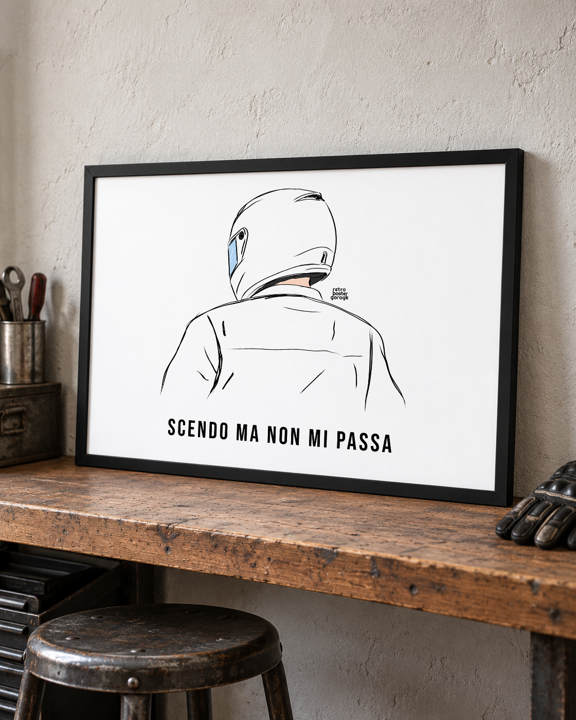 Poster «Scendo ma non mi passa» — formato orizzontale — RetroPosterGarage
