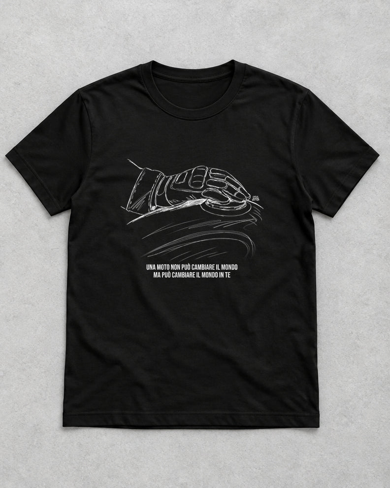 T-shirt nera «La moto cambia il tuo mondo» — RetroPosterGarage