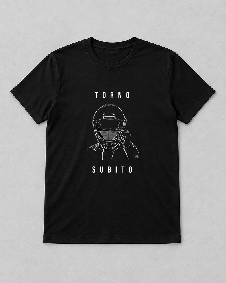 T-shirt nera «Torno subito — Integrale» — RetroPosterGarage